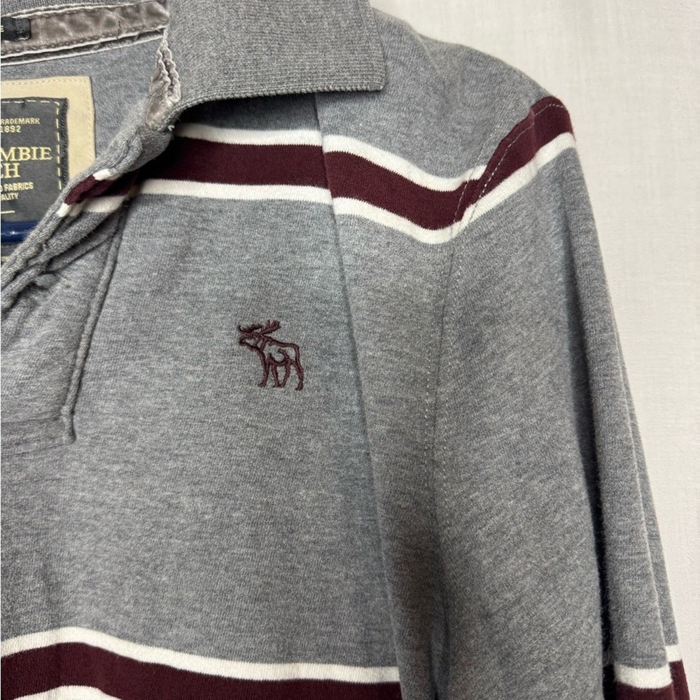Vintage Abercrombie & Fitch Mens Muscle‎ Polo Sz M Long Sleeve Stripe Y2K Preppy